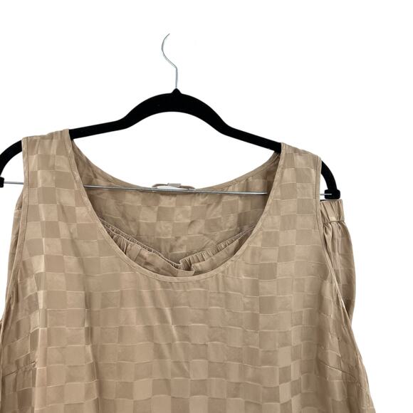 Lunya Silk Checkered Jacquard Silk Short Set Beige Tan Gold Plus Size 1X - Picture 3 of 16